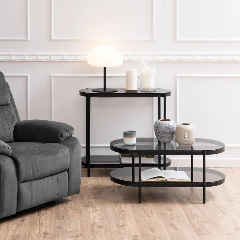 Ovaler Couchtisch mit Rauchglas im modernen Stil | Moren