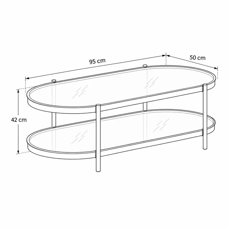Ovaler Couchtisch mit Rauchglas im modernen Stil | Moren