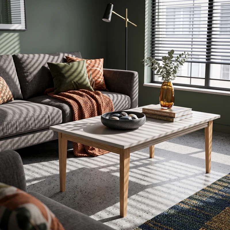 Couchtisch 90x40 mit dekorativer Zierleiste im Modern-Classic-Stil | Serena