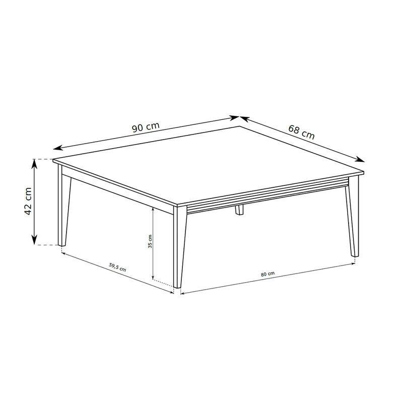 Couchtisch 90x40 mit dekorativer Zierleiste im Modern-Classic-Stil | Serena