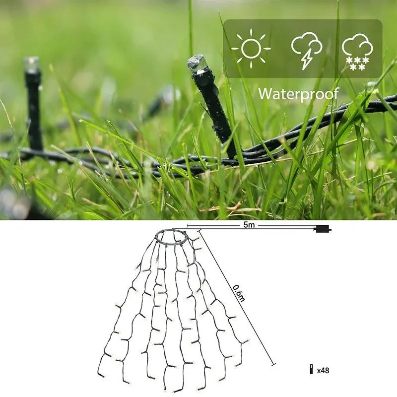 Salcar 0.6 m LED Lichterkette für Weihnachtsbaum, mit 8 Strängen, 48 LEDs