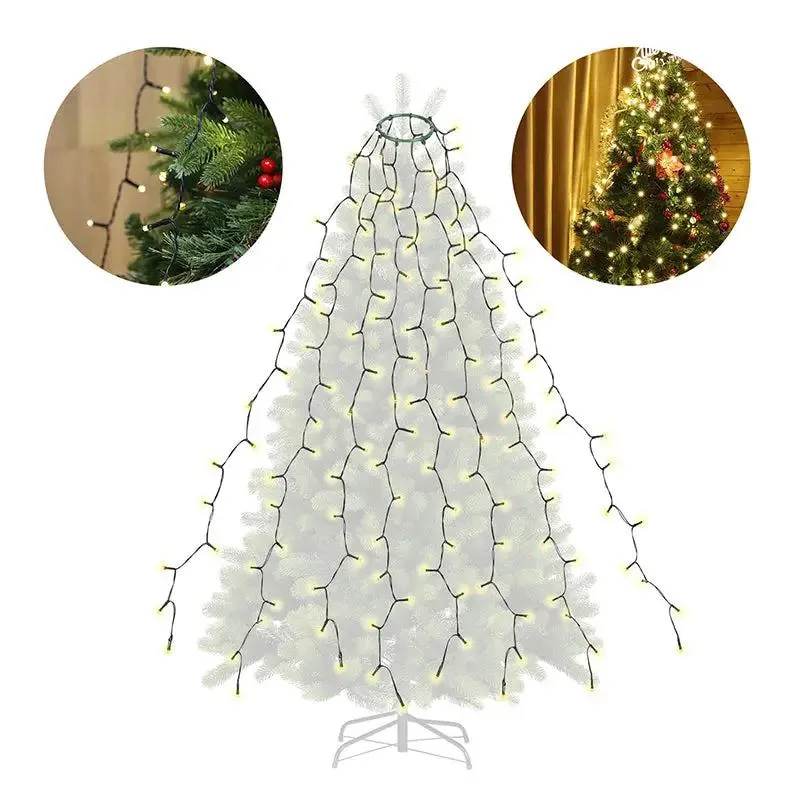 Salcar 1.5 m LED Lichterkette für Weihnachtsbaum, mit 8 Strängen, 200 LEDs