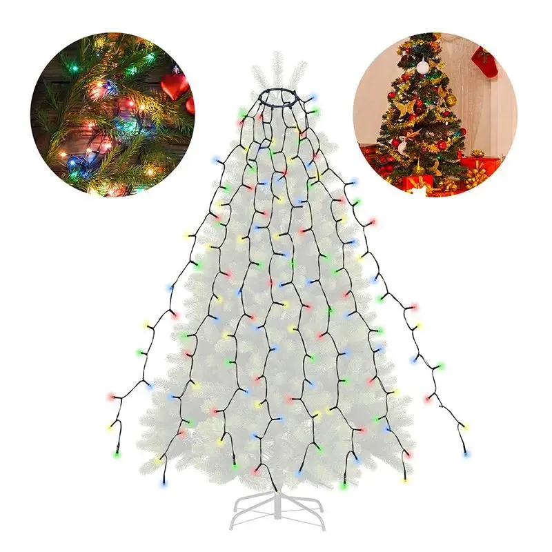 Salcar 1.5 m LED Lichterkette für Weihnachtsbaum, mit 8 Strängen, 200 LEDs