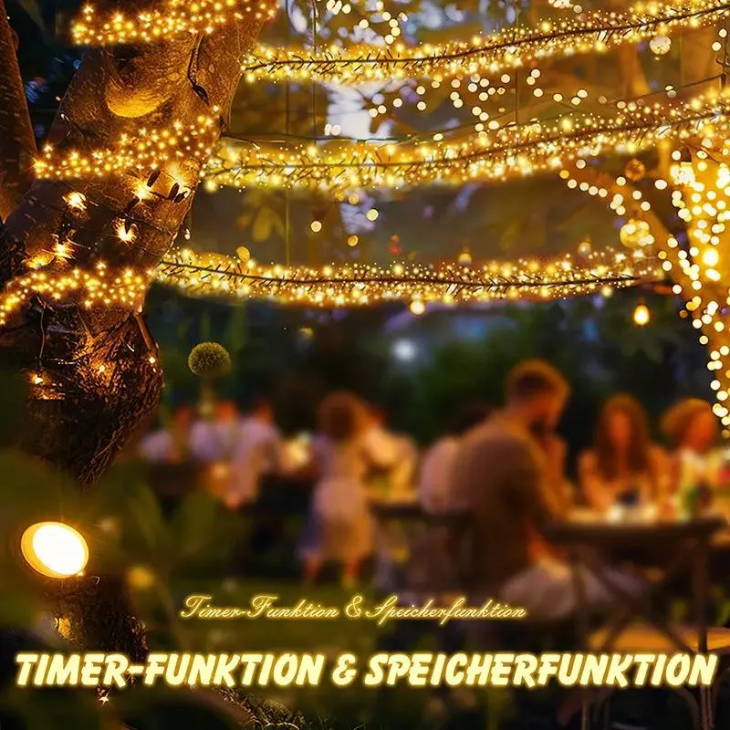Salcar 2m/5m/10m/15m/20m LED Cluster Lichterkette, 200/500/1000/1500/2000 LEDs
