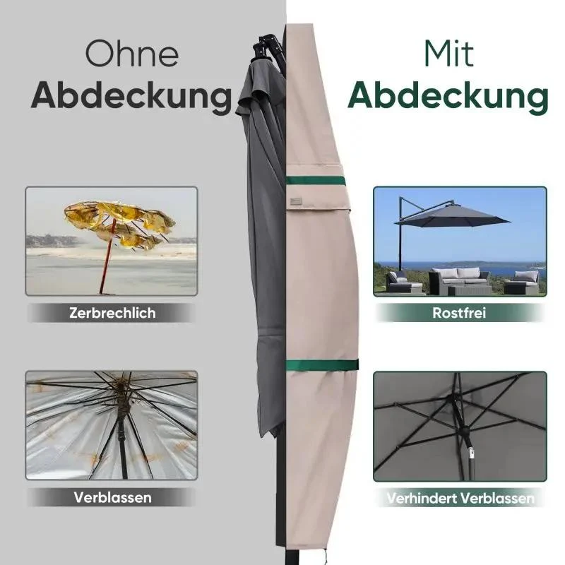 Sekey 260 x 40/70/50 cm Schutzhülle für 300 cm Ampelschirm, aus Polyester-Gewebe