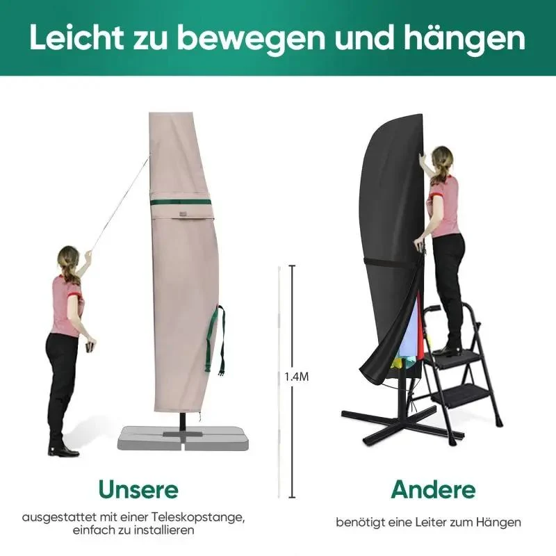 Sekey 260 x 40/70/50 cm Schutzhülle für 300 cm Ampelschirm, aus Polyester-Gewebe