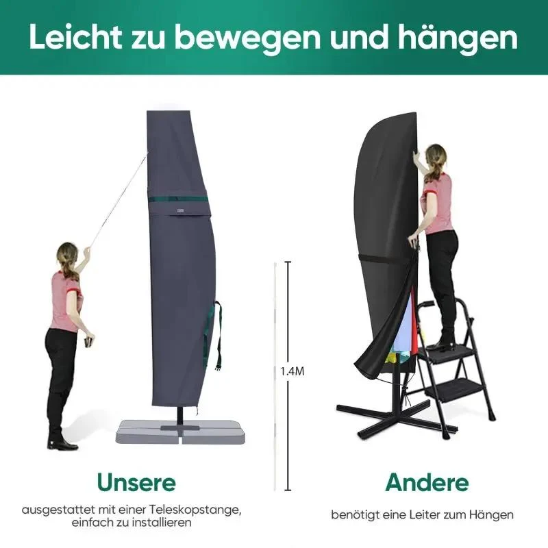 Sekey 260 x 40/70/50 cm Schutzhülle für 300 cm Ampelschirm, aus Polyester-Gewebe