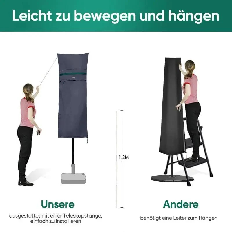 Sekey 160 x 62 cm Schutzhülle für Doppelsonnenschirm, aus Polyester-Gewebe