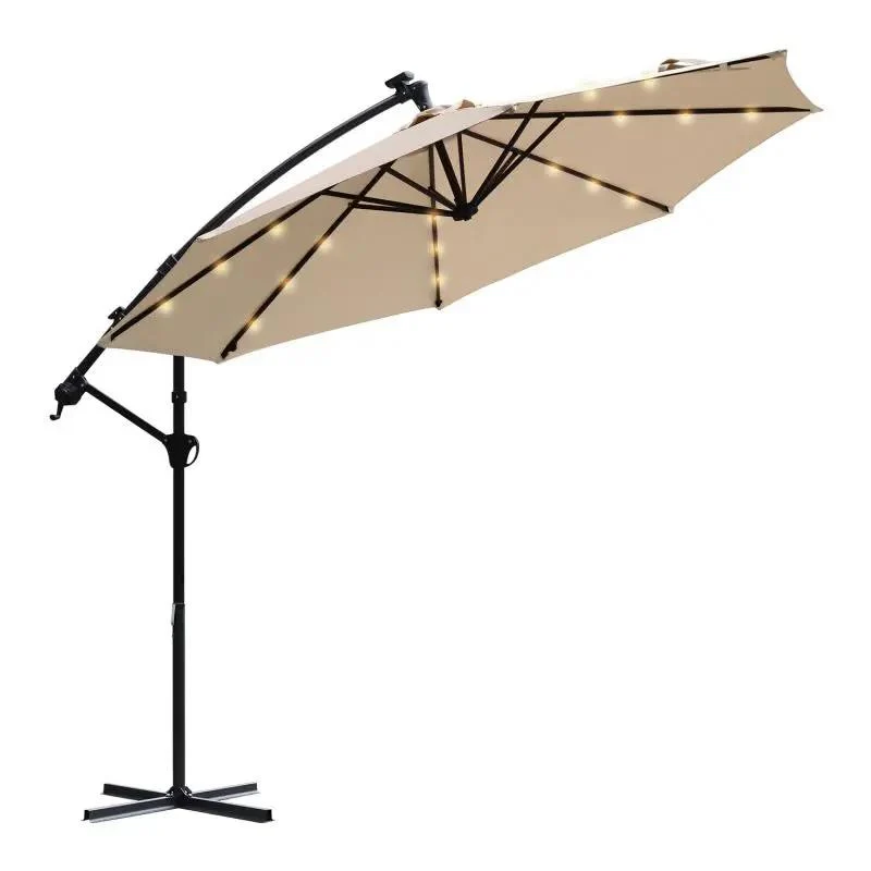 Sekey 300 cm Ampelschirm mit LED Solar Beleuchtung, Sonnenschutz UV50+