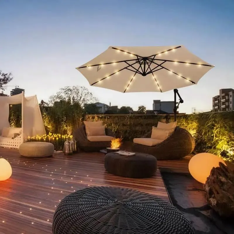 Sekey 300 cm Ampelschirm mit LED Solar Beleuchtung, Sonnenschutz UV50+