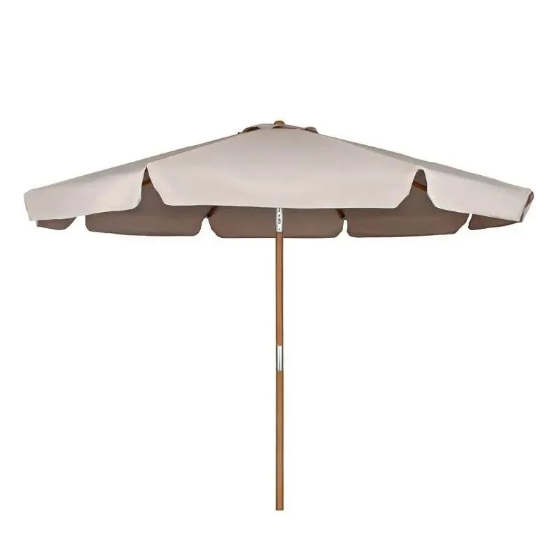Sekey 300 cm Holz Sonnenschirm mit Volant, Sonnenschutz UV50+
