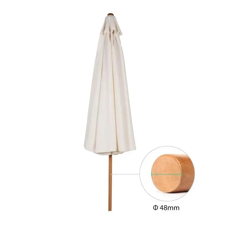 Sekey 300 cm Holz Sonnenschirm mit Volant, Sonnenschutz UV50+