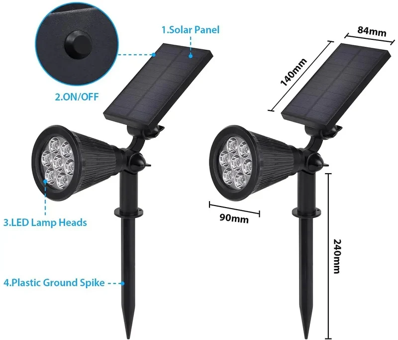 Salcar 2er Set LED Solar Gartenleuchte, mit 1800 mAh Akku