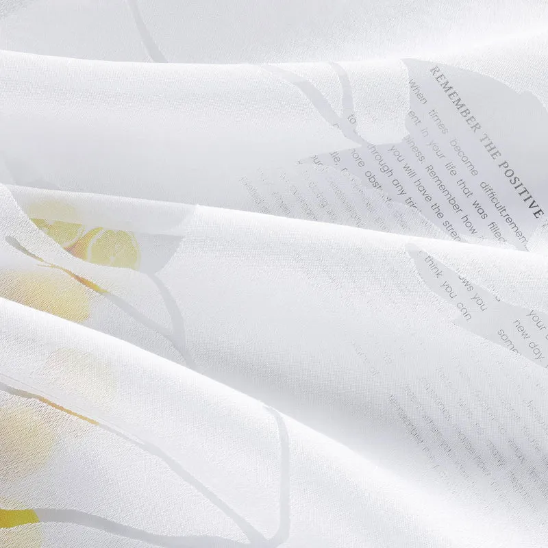 Gardinen Halbtransparent mit Ausbrenner-Blättermuster Schlaufen 2er Set