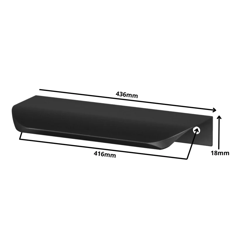 Griffleiste Kantengriff Rund 416mm (436mm Gesamtlänge) - Schwarz Matt