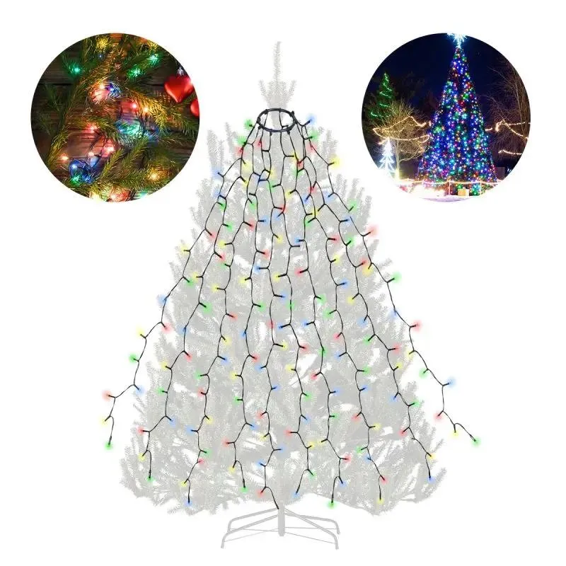 Salcar 3 m LED Lichterkette für Weihnachtsbaum, mit 10 Strängen, 350 LEDs, 31V GS-zertifizierte Stromversorgung