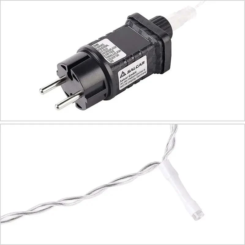Salcar 2m/5 m / 10 m LED Eisregen Lichterkette, 80/ 200 / 400 LEDs, 31V GS-zertifizierte Stromversorgung