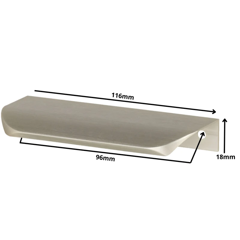Griffleiste Kantengriff Rund 96mm (116mm Gesamtlänge) - Gebürsteter Edelstahl