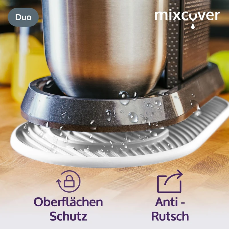 Mixcover Silikonmatte, Abtropfmatte, Untersetzer kompatibel mit SodaStream Duo, Tropfschutz Unterlage, Auffangschale, Abtropfschale, Anti-Rutsch aus Silikon - Farbe: Weiss