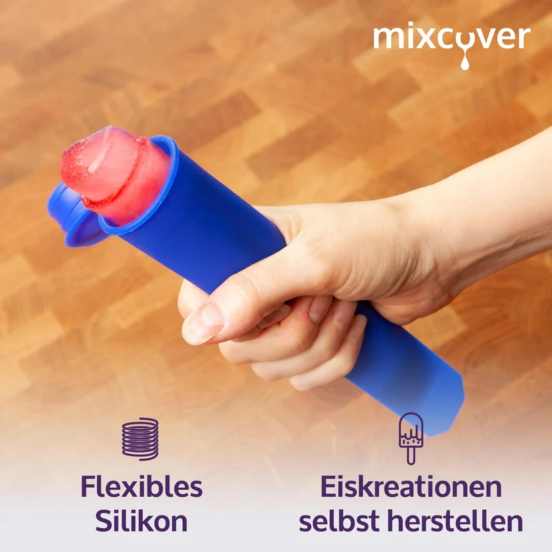 mixcover Wassereis Formen, Eis am Stil, Eisformen mit Deckel, Silikonform, gesundes Eis selber machen, Speiseeis-Bereiter, Eistüten (6 Stück bunt)