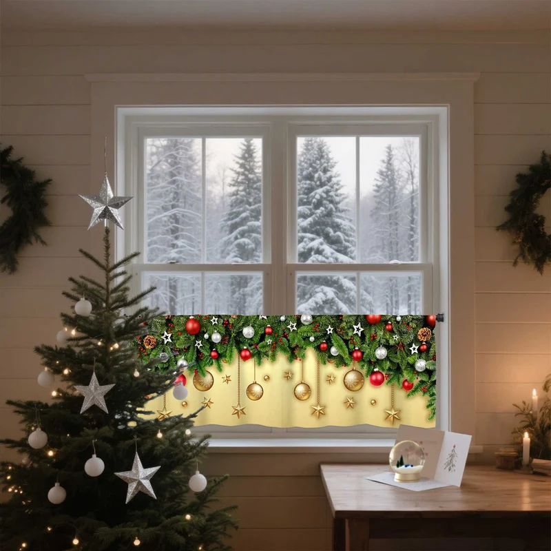 Scheibengardine Weihnachten – festlicher Volant