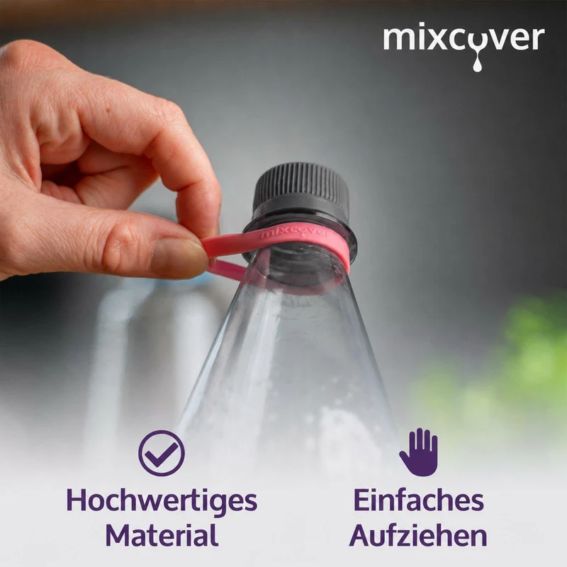 mixcover Silikonringe 3er Set zum Markieren von Trinkflaschen - Pink, Schwarz, Grün - passend für SodaStream Flaschen