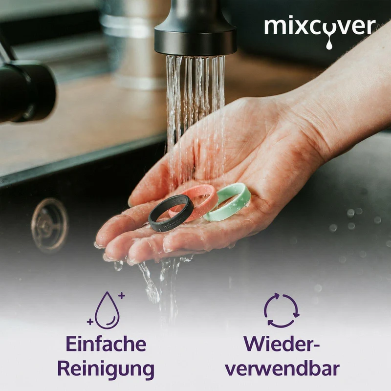 mixcover Silikonringe 3er Set zum Markieren von Trinkflaschen - Pink, Schwarz, Grün - passend für SodaStream Flaschen