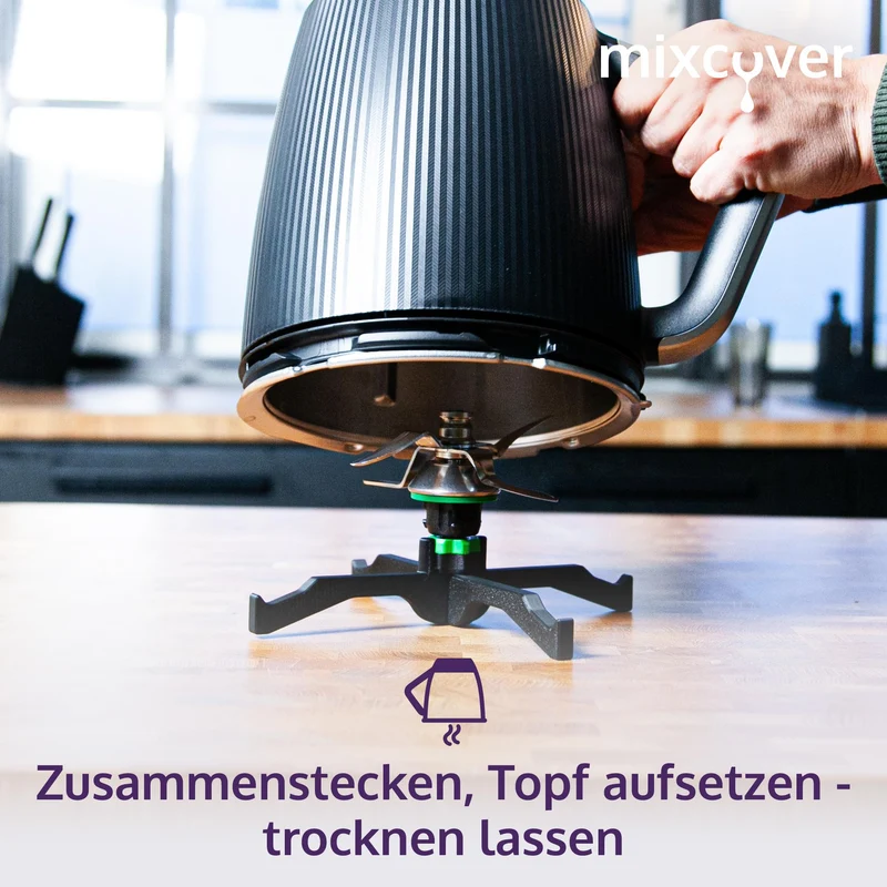 B-Ware: Mixcover Mixtopf Abtropfgestell für Vorwerk Thermomix TM7 TM6 TM5 Topfhalter mit Messerhalter