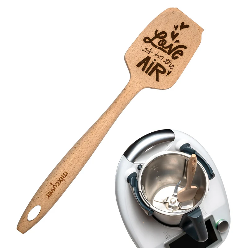 mixcover Holz-Spatel für Thermomix TM7 TM6 TM5 TM31 Valentinstag Drehkellenspatel mit Gravur Love is in the air