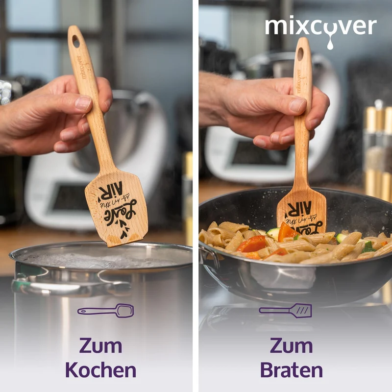 mixcover Holz-Spatel für Thermomix TM7 TM6 TM5 TM31 Valentinstag Drehkellenspatel mit Gravur Love is in the air