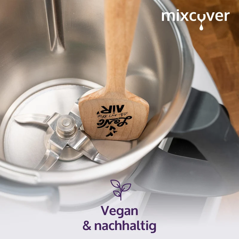 mixcover Holz-Spatel für Thermomix TM7 TM6 TM5 TM31 Valentinstag Drehkellenspatel mit Gravur Love is in the air