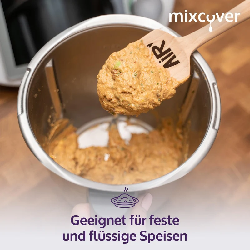 mixcover Holz-Spatel für Thermomix TM7 TM6 TM5 TM31 Valentinstag Drehkellenspatel mit Gravur Love is in the air
