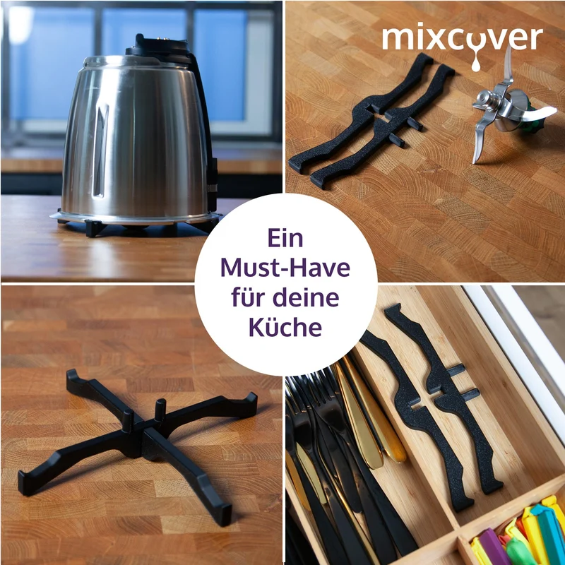 Mixcover Mixtopf Abtropfgestell für Vorwerk Thermomix TM7 TM6 TM5 Topfhalter mit Messerhalter