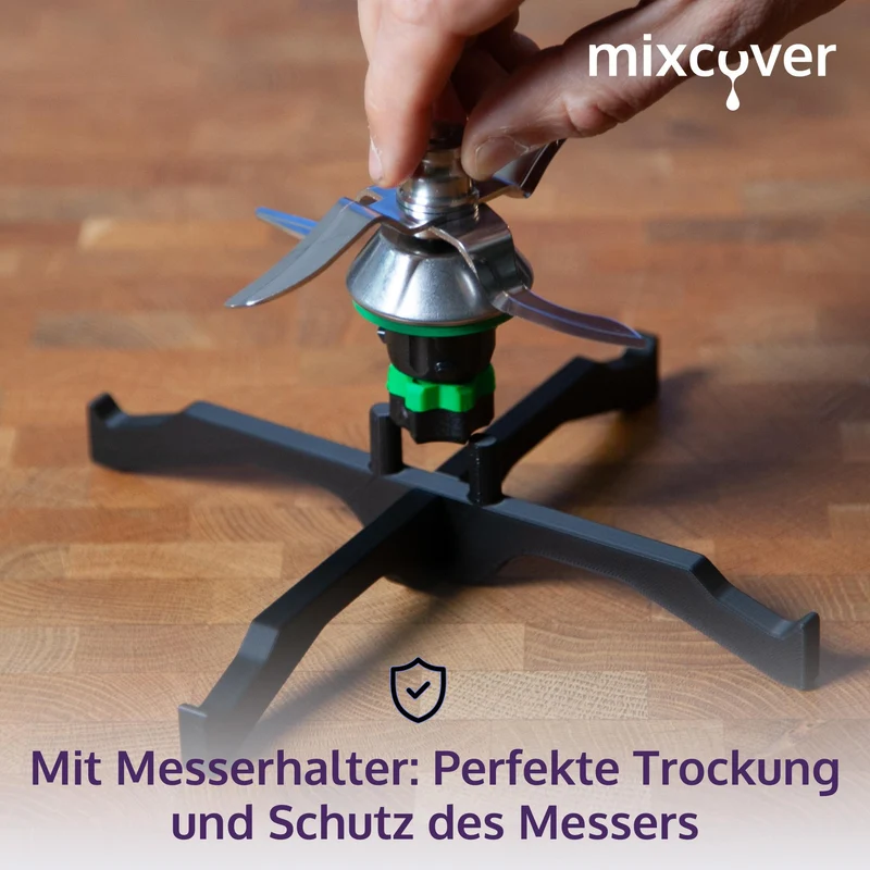 Mixcover Mixtopf Abtropfgestell für Vorwerk Thermomix TM7 TM6 TM5 Topfhalter mit Messerhalter