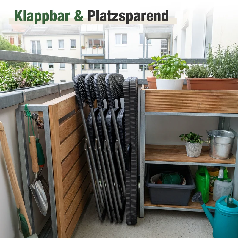 Sekey 5-teilig Gartenmöbel Set, 4 Stühle mit Tisch klappbar