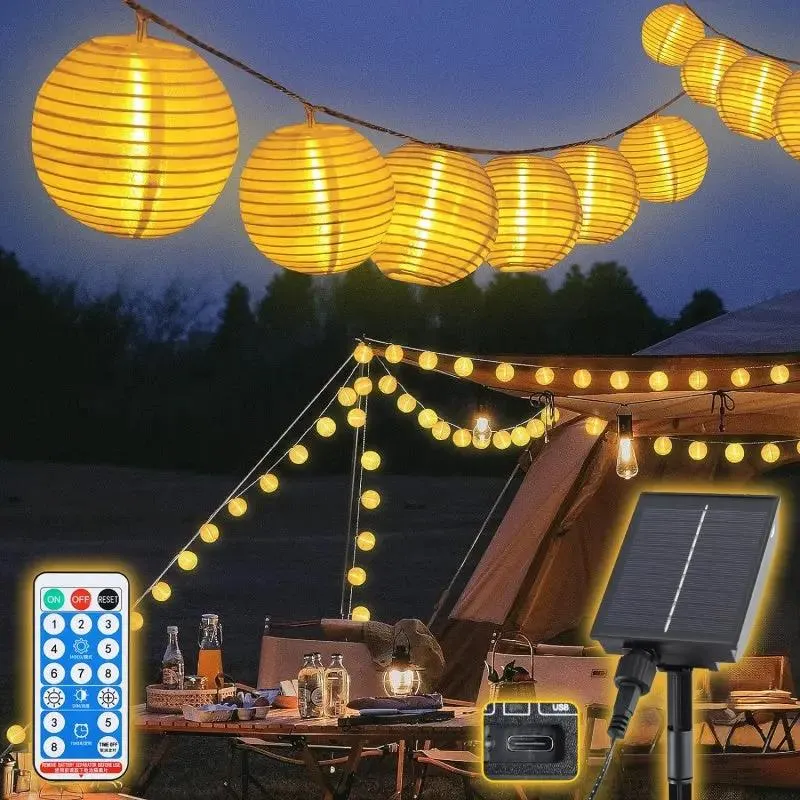 Salcar 5 m/15 m/20 m Solar Lampions Lichterkette, 20/50/80 LEDs