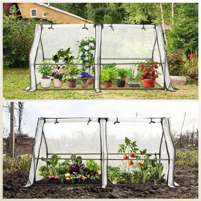 Sekey Foliengewächshaus mit Zwei Reißverschlusstüren 180 x 90 x 90 cm,Weiß