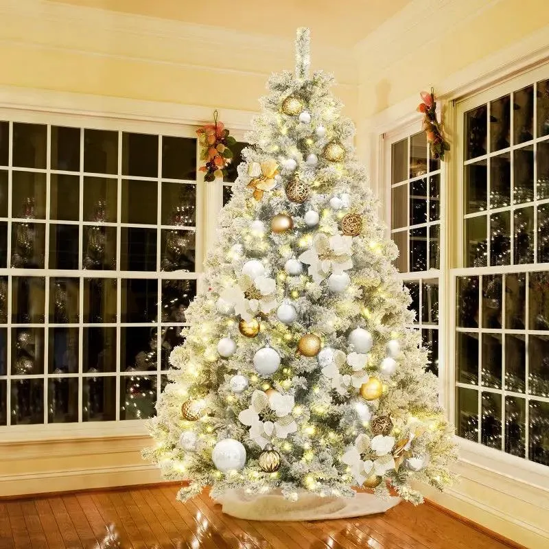 Salcar 180cm Künstlicher Weihnachtsbaum mit Schnee und Licht, mit 250 LED und 828 PVC Spitzen