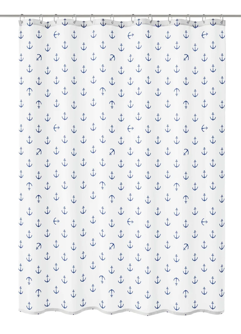 Duschvorhang Textil ANCHOR Dunkelblau 180 x 180 cm