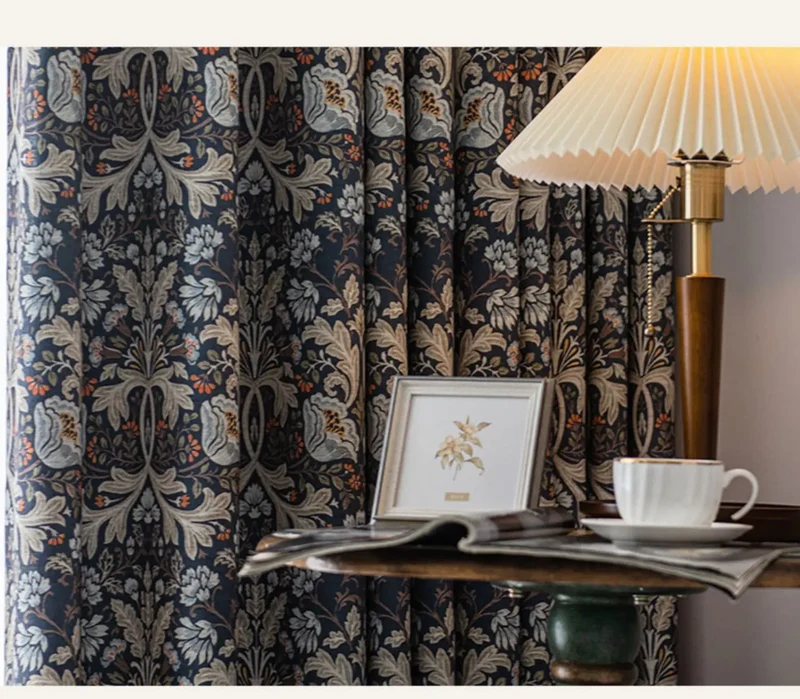 Vintage Marineblauer Vorhang