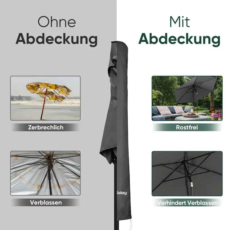 Sekey 220 x 30/50 cm Schutzhülle für 400 cm Sonnenschirm, aus Polyester-Gewebe