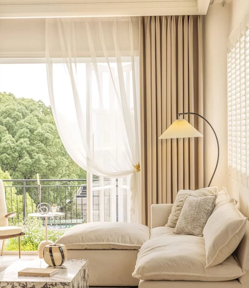 Eleganter Leinen-Beige-Vorhang