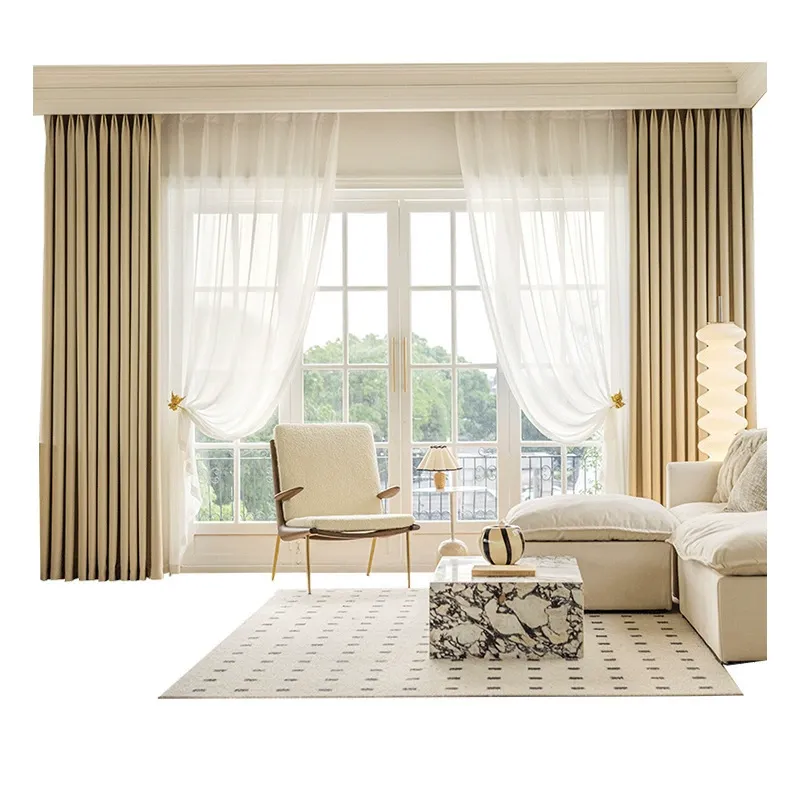 Eleganter Leinen-Beige-Vorhang