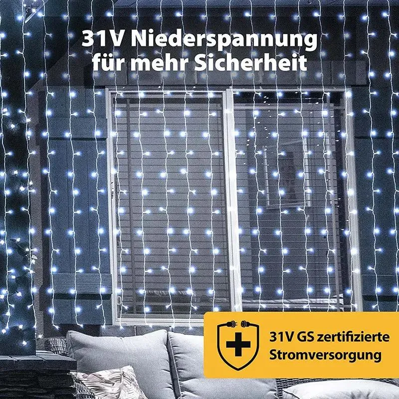 Salcar 3 x 3 m LED Lichtervorhang, 300 LEDs, 31V GS-zertifizierte Stromversorgung