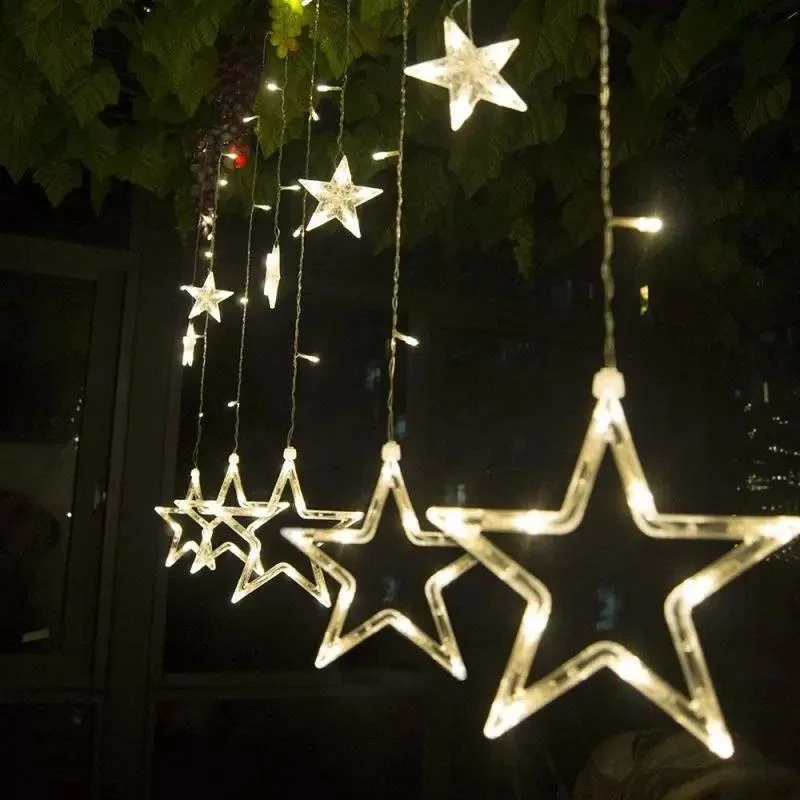 Salcar 2 x 1 m LED Lichtervorhang mit 12 Sternen, 138 LEDs, 31V GS-zertifizierte Stromversorgung