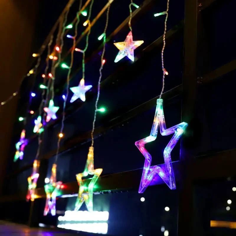 Salcar 2 x 1 m LED Lichtervorhang mit 12 Sternen, 138 LEDs, 31V GS-zertifizierte Stromversorgung
