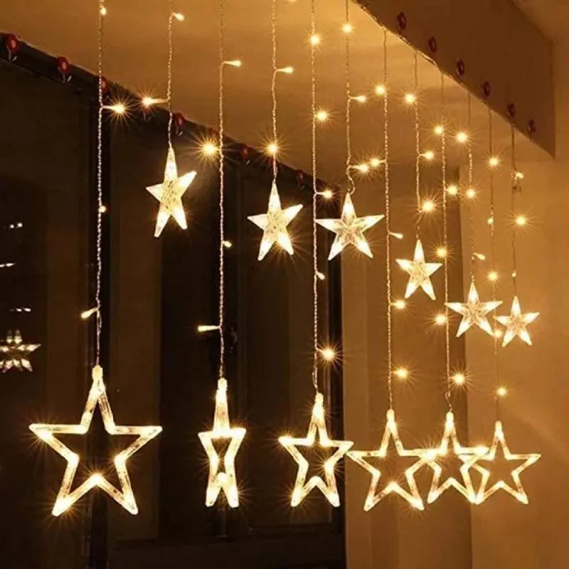 Salcar 2 x 1 m LED Lichtervorhang mit 12 Sternen, 138 LEDs, 31V GS-zertifizierte Stromversorgung
