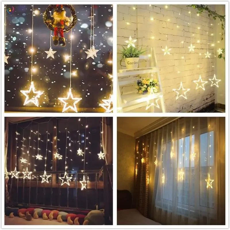 Salcar 2 x 1 m LED Lichtervorhang mit 12 Sternen, 138 LEDs, 31V GS-zertifizierte Stromversorgung