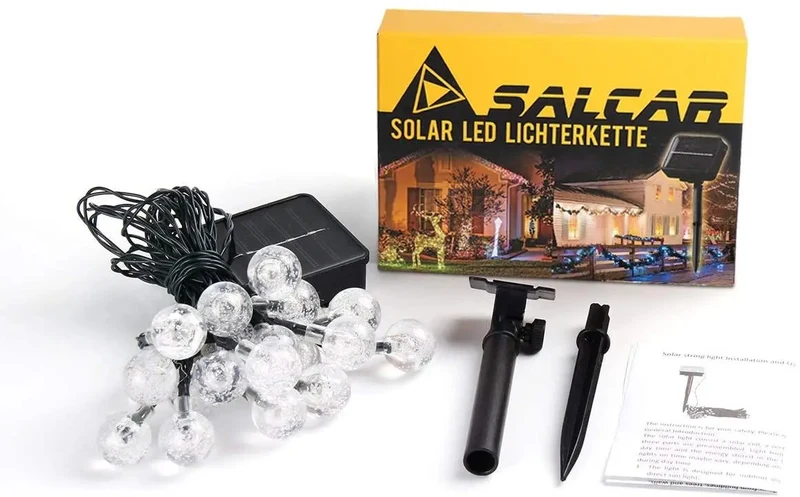 Salcar 5 m / 10 m / 15 m LED Solar Kugel Lichterkette, 20 / 40 / 60 LEDs