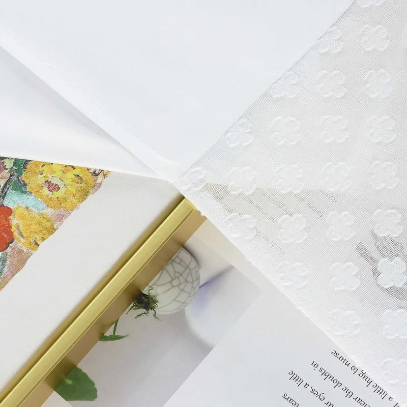 Scheibengardine im Patchwork-Stil mit Kleeblatt-Muster, 2 Stücke, mit Schlaufen-Design